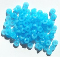 100 3x7mm Rough Cut Milky Blue Glass Spacer Beads